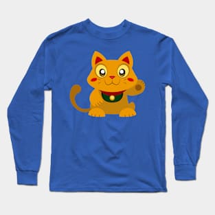 Gold Lucky Cat Long Sleeve T-Shirt